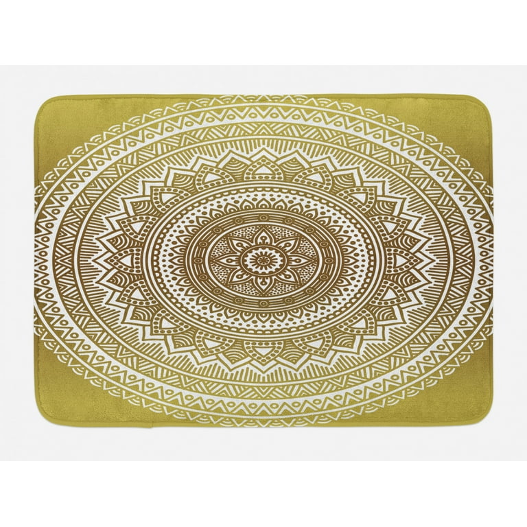 Golden Black Mandala Hippie Bathmat Rugs Round Mat Rug Non-slip Bedroom Floor 